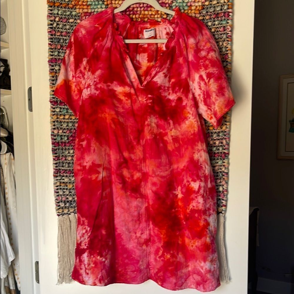 Vibrant Tie-Dye Women's Dress with pockets